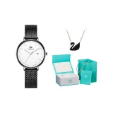 DW-FW6183LW1 Черный корпус, Белый циферблат, Черная сетчатая сумка [Комплект ожерелья]