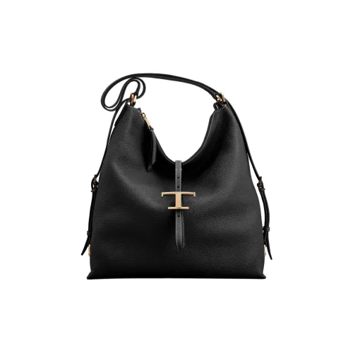 TOD'S T Timeless Корова Кожа Плечевая Сумка Средний Женский Черный