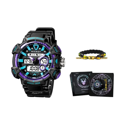 Disney Mickey Series Электронные + кварцевые часы Мужские часы Черный циферблат