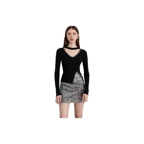 DPLAY Классический черный Женская трикотажная одежда