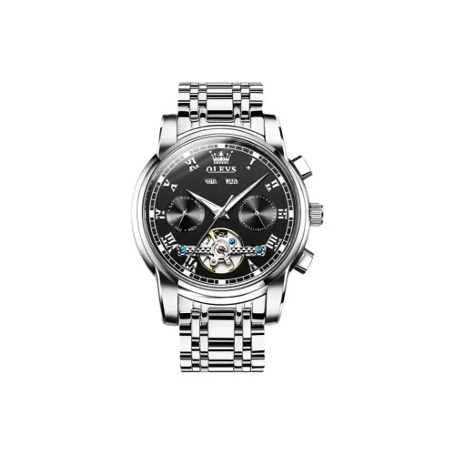 OLEVS Play The Cool Series Механический механизм ремешок из нержавеющей стали черный циферблат мужские часы