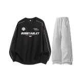 Чёрный топ + белые серые штаны Фотиния