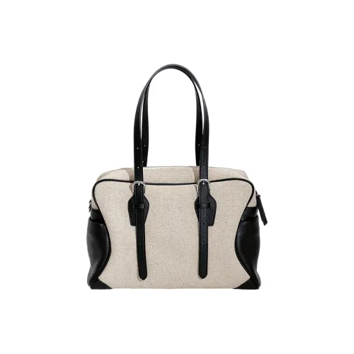 JPJ Ткань Сумка через плечо Большая Женская Серо-бежевая Песочно-земная