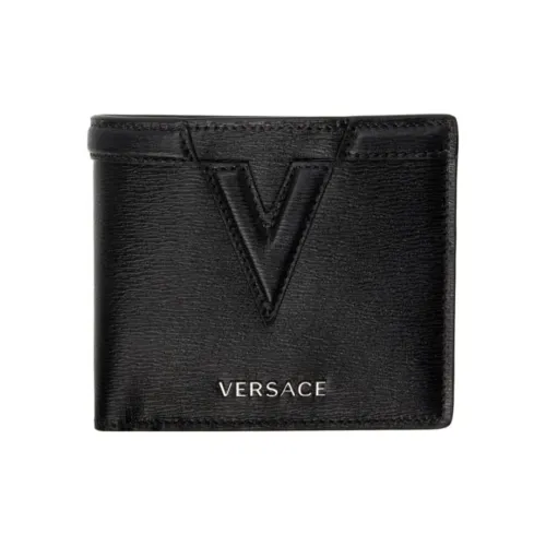 VERSACE Кошелек из телячьей кожи мужской черный