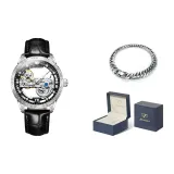 Чёрный кожа с чёрным циферблатом.