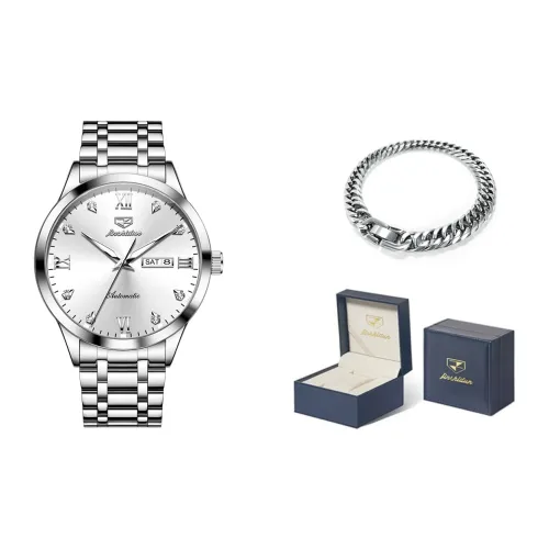 Jin Shi Dun Elegance Collection Автоматический Механический Механизм Нержавеющая Сталь Ремешок Часы Мужские Белый Циферблат