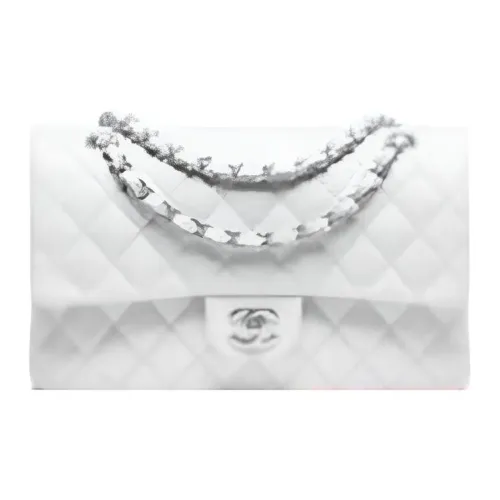 CHANEL Classic Flap CF Телячья кожа Сумка через плечо Сумка на плечо Женская Белая