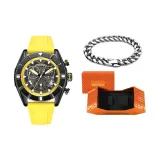 MF2209G Черный корпус с желтым ремешком [Кубинский браслет - праздничная коробка комплект]