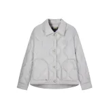 Glacier Gray (Отложной воротник) [90% утиный пух, -5℃, светлый, теплый, лоскутное шитье, коллекция]