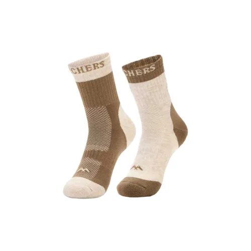 Skechers Айвори Белый CAMEL 0641 2 Пачка Женские Носки MID до икры