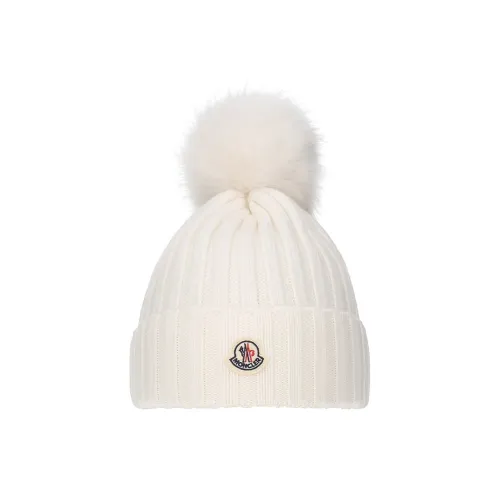 MONCLER Merino Тёплая Шапка из Шерсти Женская Белая