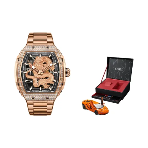 BONEST GATTI Автоматический механический механизм резиновый ремешок мужские часы циферблат с открытым механизмом