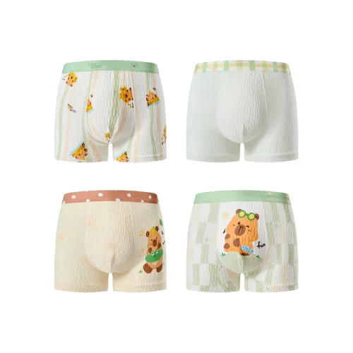 Хлопок 4 пачки Квадрат+Полосы+Зеленый+Абрикос Kids нижнее белье