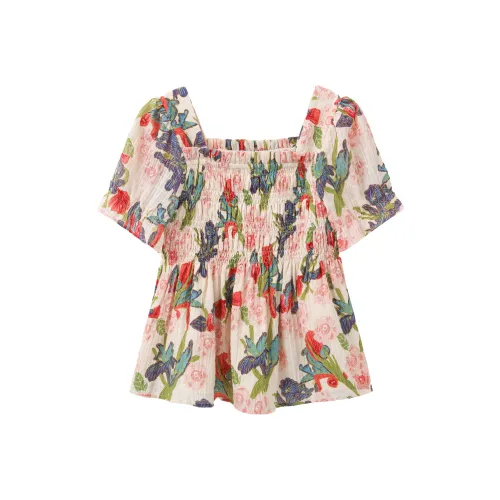 Another alley Абрикос с Розовыми цветами Женские Рубашки