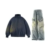 Темно-синий синий топ + винтажные синие штаны