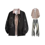 Black Coat + Coffee Check Shirt + Yellow Mud Pants  
Черное пальто + кофейная рубашка в клетку + желтые грязные штаны