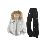 Белый, Фотиния, Серый, Топ, Черные Штаны