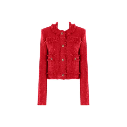 DPLAY Винтаж Джем Красный Женский Короткий Пальто