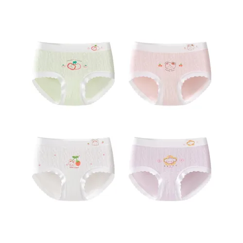 Хлопок 4 пачки Розовый + Фиолетовый + Белый + Зеленый Kids трусы