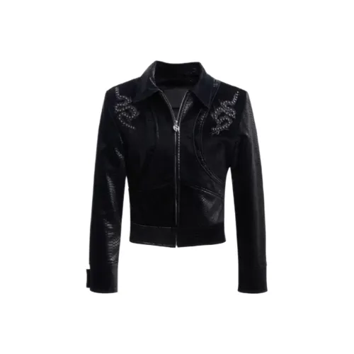 Черный унисекс кожаные куртки