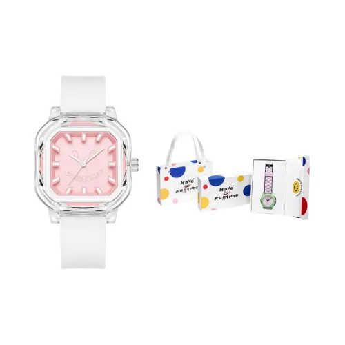 Funtime Enjoy Collection Кварцевый механизм Силиконовый ремешок Часы Женские Белый циферблат