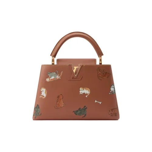 LOUIS VUITTON Grace Coddington Коллаборация Catogram Kitten Capucines Коровья кожа Сумка Маленькая Женская Коричневая