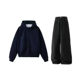 Темно-синий синий топ + черные штаны