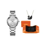 MF0037L Серебряный корпус, белый циферблат, стальной ремешок [Комплект ожерелья]