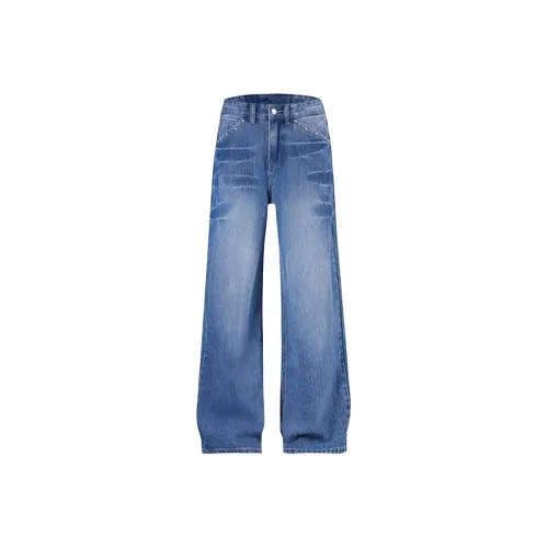 SHIGEYIXIANSHENG Бамбук Синий Унисекс Джинсы