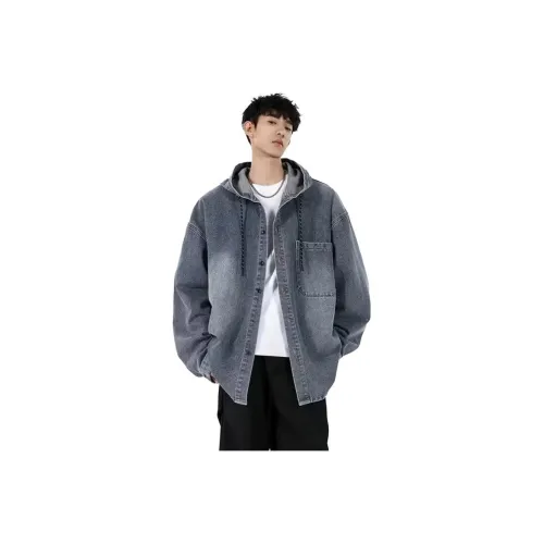 KAIZZGAO Синий Мужской Джинсовые Куртки