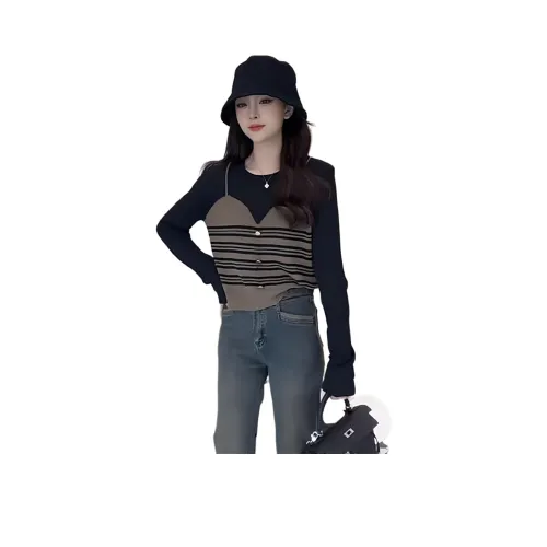 LADYXIEXIE Черный Коричневый Розыгрыш Бренд Наклеенный Женский Трикотаж