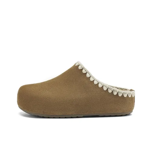 FIVE PLUS Резиновая подошва Вышитая версия Шерстяное плетение Тихий Устойчивые к истиранию Домашние тапочки Женские