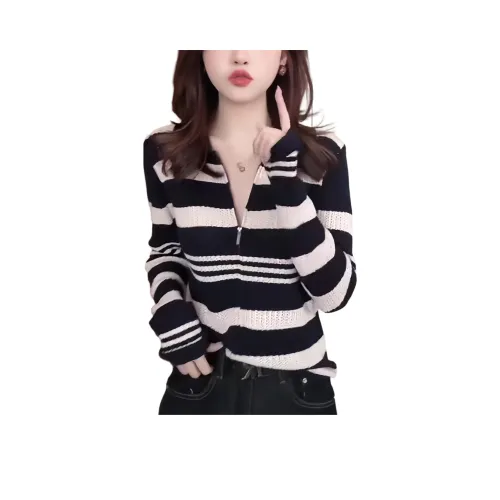 LADYXIEXIE Темно-синий Синий Полосы Розыгрыш Бренд Наклеенный Женский Трикотаж