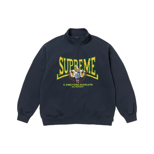 Supreme FW25 WEEK3 Crest Аппликация Полузастежка Пуловер Свитшот Унисекс