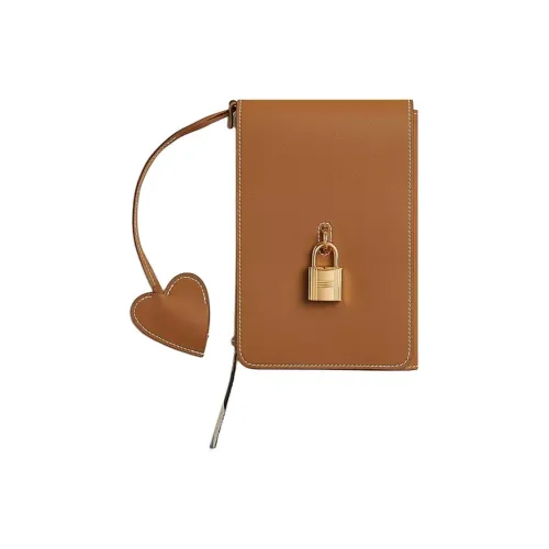 HERMES Swift Кожа Сумка Аксессуар Унисекс Бежевый Коричневый