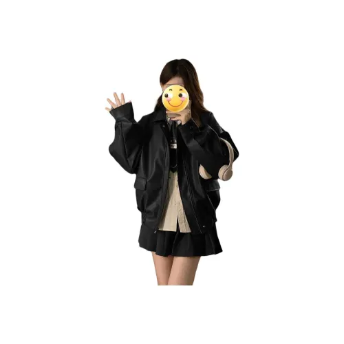 Amyway Черные Женские Кожаные Куртки