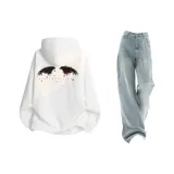 Комплект (Белый топ + Светло-синие штаны)