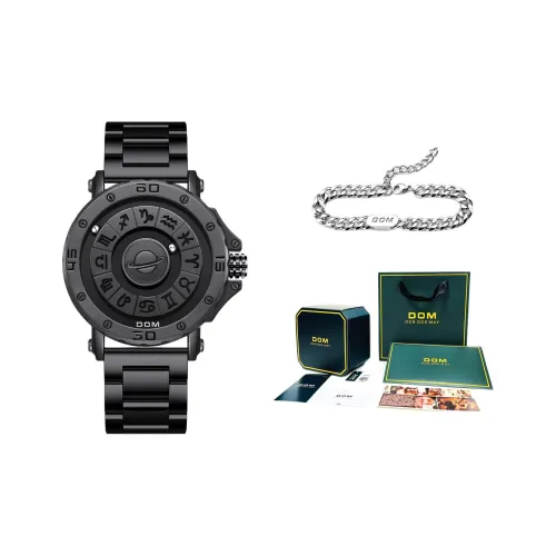 DOM Кварцевый механизм натуральная кожа ремешок мужские часы черный циферблат