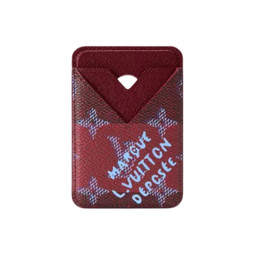 LOUIS VUITTON Покрытый холст Держатель для карт Мужской Темно-красный