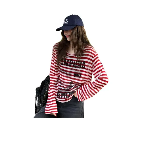 NANING9 Расклешенный рукав буква T рубашка женские