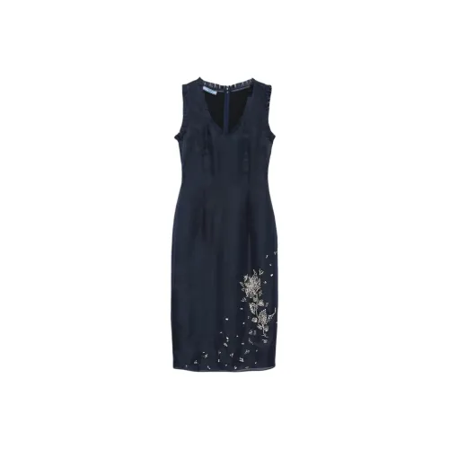 PRADA Синие Женские Платья без Рукавов
