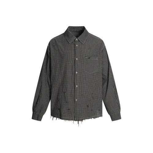 MR NEARLY Черный Серый Клетка Унисекс Рубашки