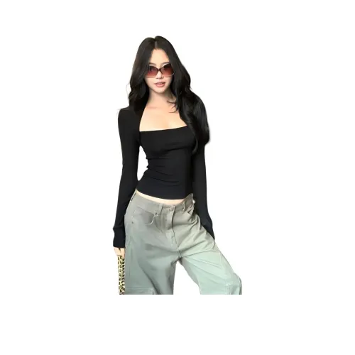 Gentle welcome Черные Женские T-рубашки