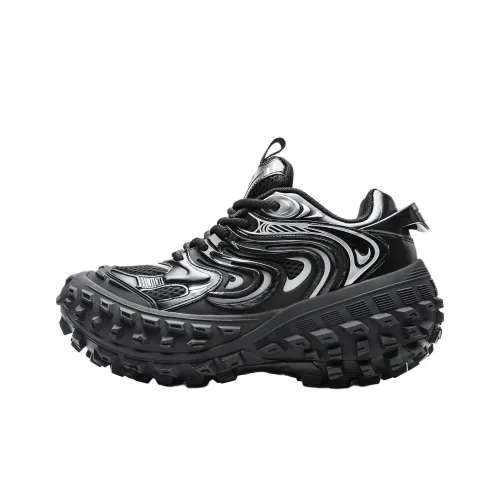 BLVCK PARIS Dark Night Series Толстая подошва Низкие кеды Черные Унисекс