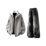 Хаки куртка + черные джинсы