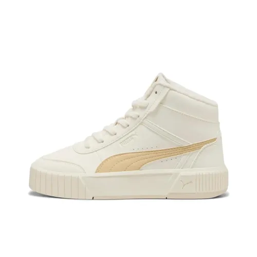 PUMA Carina Mia Дышащий MID Топ Кроссовки для скейтбординга Женские Белые Светло-оранжевые