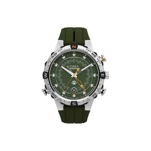 TIMEX Наручные часы Кварцевый механизм Силиконовый ремешок 54 мм Зеленый циферблат Мужские часы
