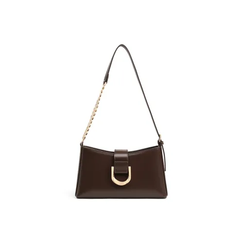 OUBOTE Сумка через плечо из коровьей кожи женская винно-кофейного цвета