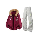 Бургундский + Светло-серые штаны