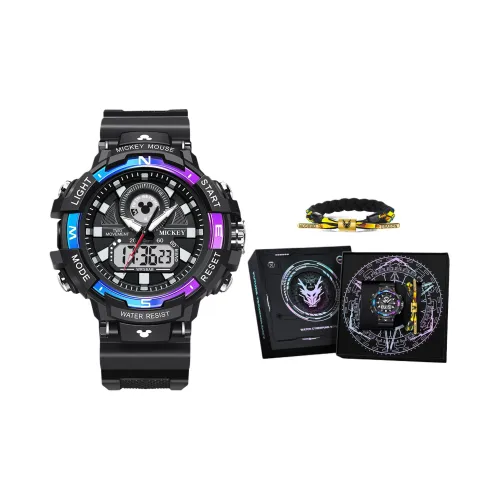 Disney Mickey Series Электронный Механизм Резиновый Ремешок Часы Мужские Черный Циферблат